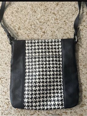 Ralph Lauren Black and White Houndstooth Crossbody Bag